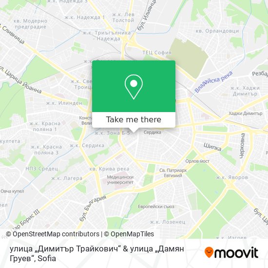 Карта улица „Димитър Трайкович“ & улица „Дамян Груев“