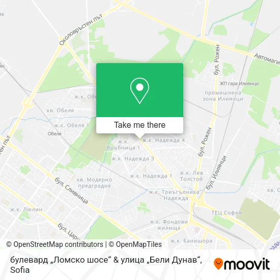 Карта булевард „Ломско шосе“ & улица „Бели Дунав“
