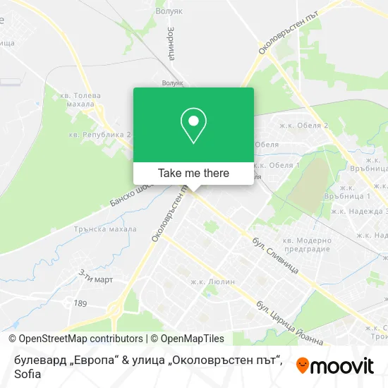 Карта булевард „Европа“ & улица „Околовръстен път“