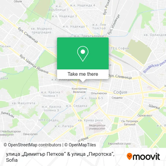 Карта улица „Димитър Петков“ & улица „Пиротска“