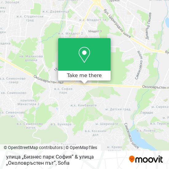 улица „Бизнес парк София“ & улица „Околовръстен път“ map
