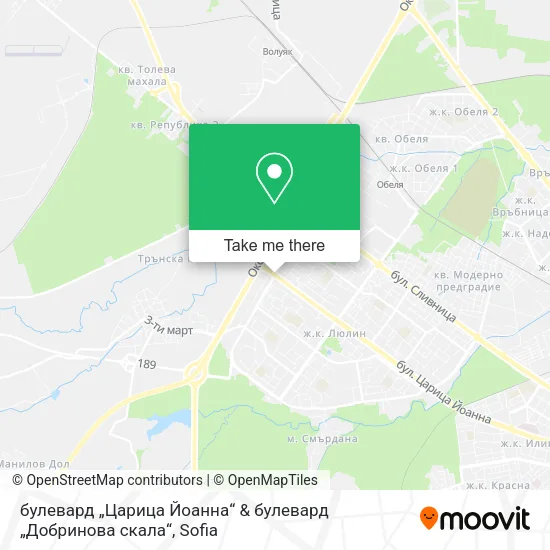 Карта булевард „Царица Йоанна“ & булевард „Добринова скала“