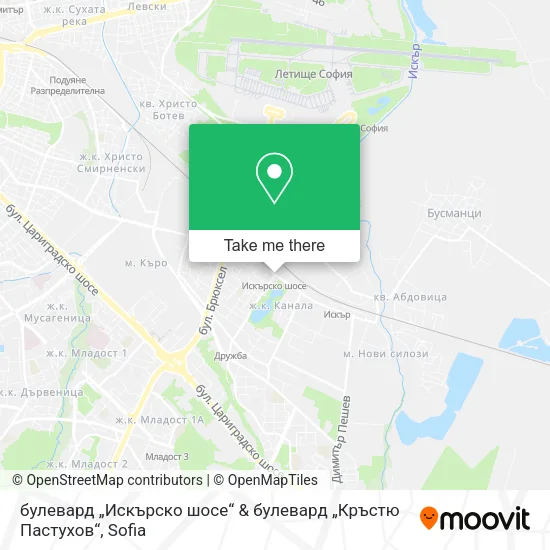 Карта булевард „Искърско шосе“ & булевард „Кръстю Пастухов“