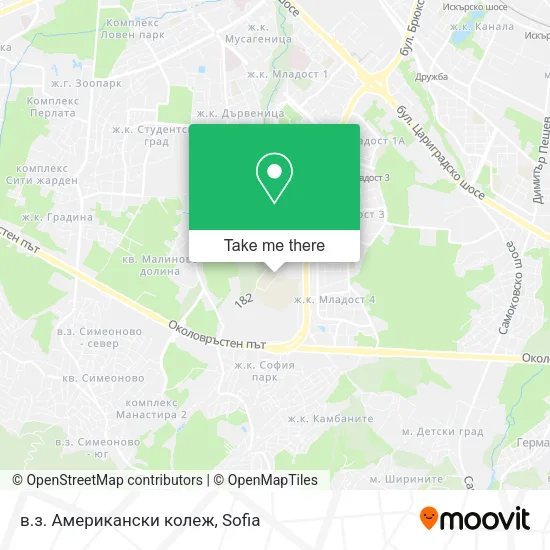 Карта в.з. Американски колеж