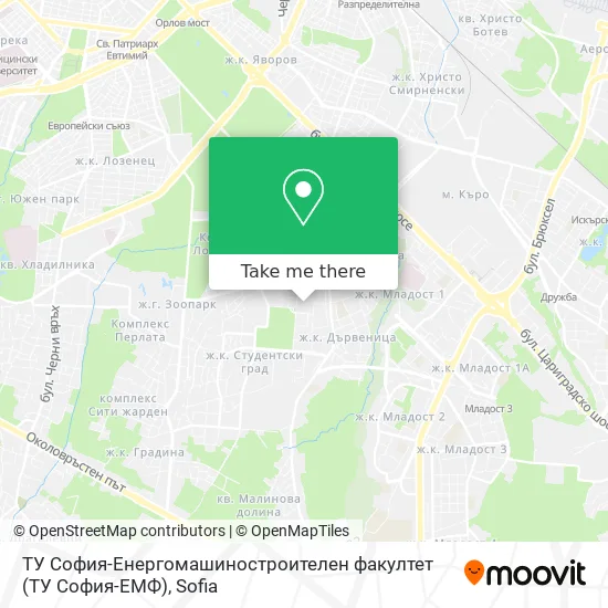 Карта ТУ София-Енергомашиностроителен факултет (ТУ София-ЕМФ)