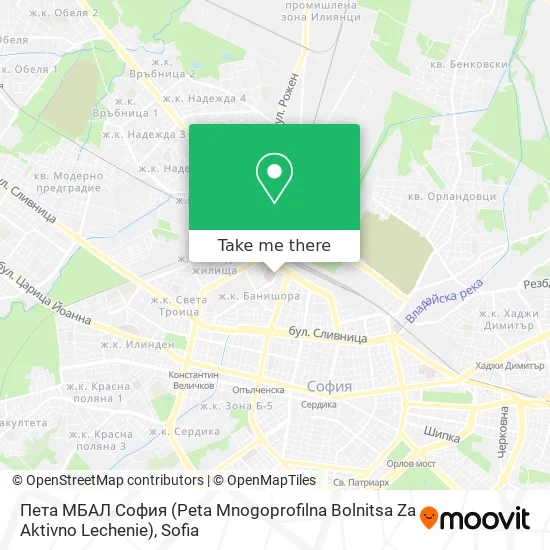 Карта Пета МБАЛ София (Peta Mnogoprofilna Bolnitsa Za Aktivno Lechenie)