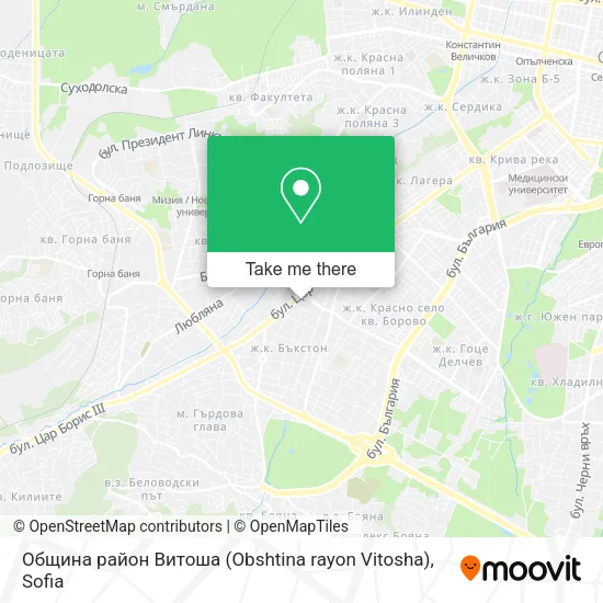 Карта Община район Витоша (Obshtina rayon Vitosha)