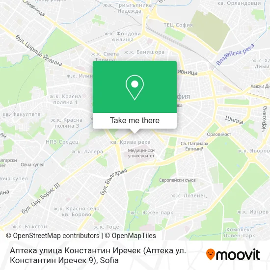 Карта Аптека улица Константин Иречек (Аптека ул. Константин Иречек 9)
