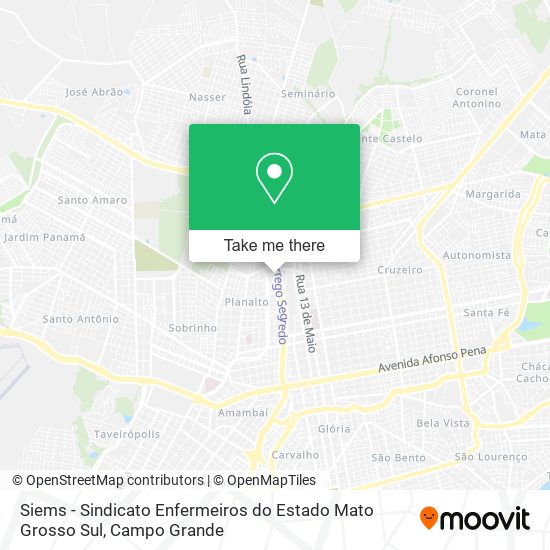 Siems - Sindicato Enfermeiros do Estado Mato Grosso Sul map