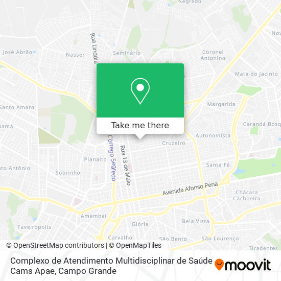 Mapa Complexo de Atendimento Multidisciplinar de Saúde Cams Apae