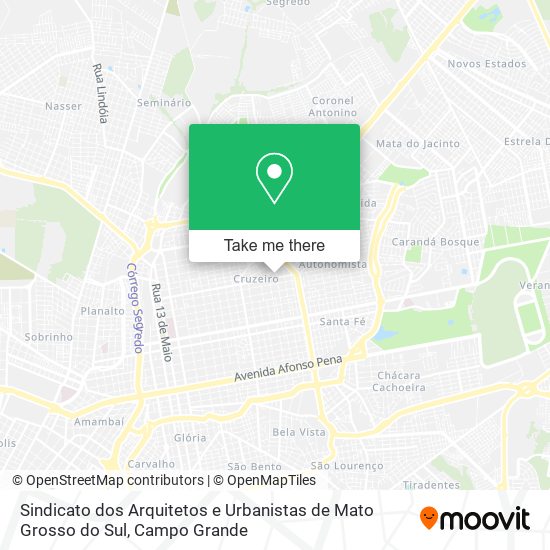 Sindicato dos Arquitetos e Urbanistas de Mato Grosso do Sul map