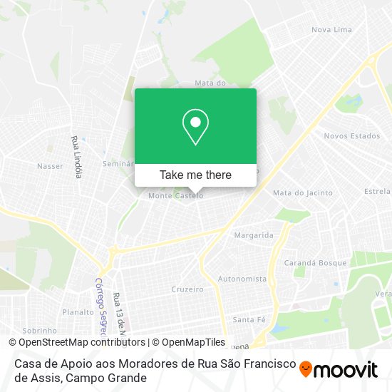 Mapa Casa de Apoio aos Moradores de Rua São Francisco de Assis