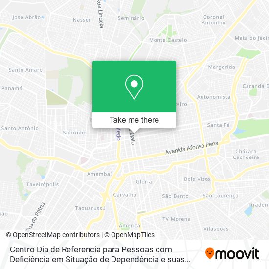 Centro Dia de Referência para Pessoas com Deficiência em Situação de Dependência e suas Famílias. map