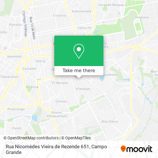 Mapa Rua Nicomédes Vieira de Rezende 651