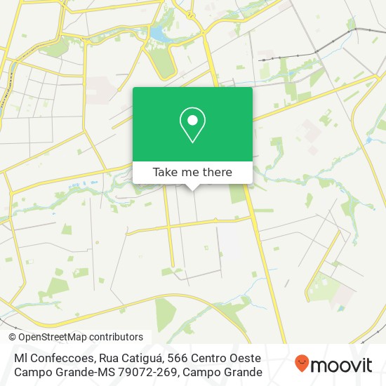 Mapa Ml Confeccoes, Rua Catiguá, 566 Centro Oeste Campo Grande-MS 79072-269