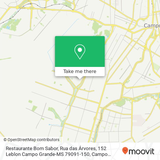 Mapa Restaurante Bom Sabor, Rua das Árvores, 152 Leblon Campo Grande-MS 79091-150
