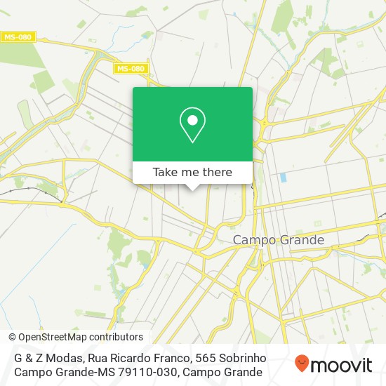 G & Z Modas, Rua Ricardo Franco, 565 Sobrinho Campo Grande-MS 79110-030 map