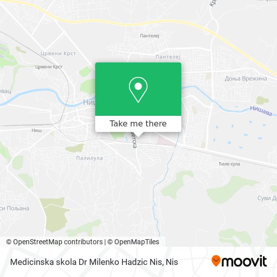 Medicinska skola  Dr Milenko Hadzic  Nis map