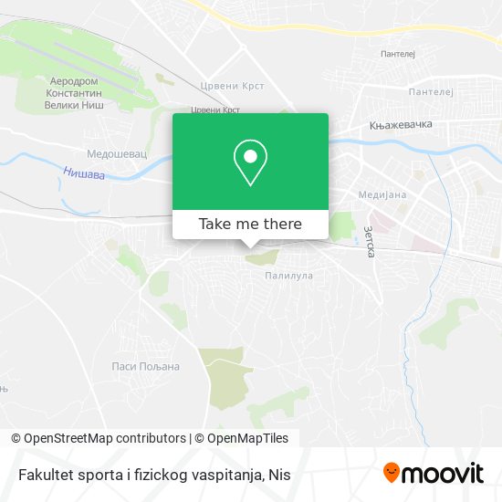 Fakultet sporta i fizickog vaspitanja map