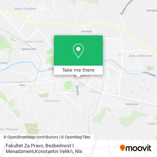 Fakultet Za Pravo, Bezbednost I Menadzment,Konstantin Veliki\ map