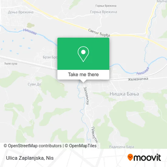 Ulica Zaplanjska map
