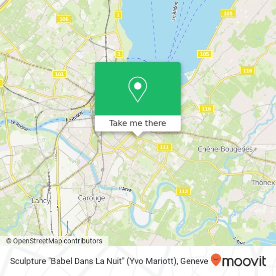 Sculpture "Babel Dans La Nuit" (Yvo Mariott) map