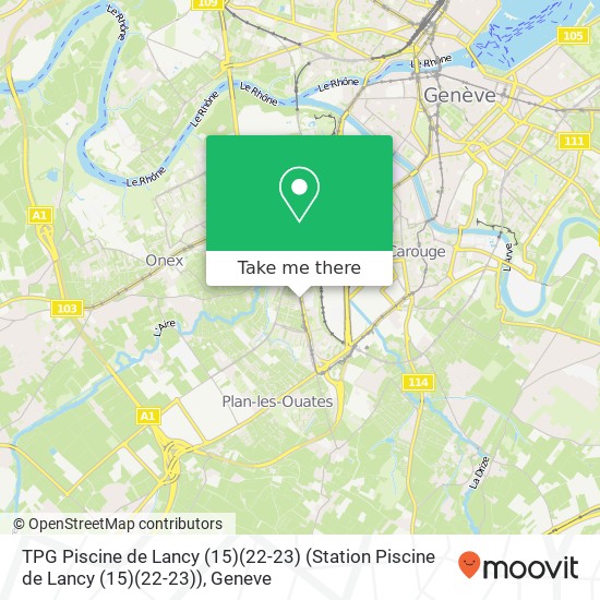 TPG Piscine de Lancy (15)(22-23) (Station Piscine de Lancy (15)(22-23)) map