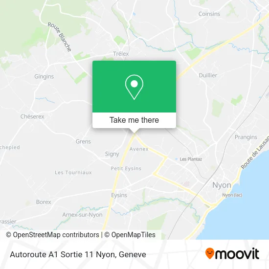 Autoroute A1 Sortie 11 Nyon plan