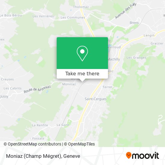 Moniaz (Champ Mégret) map