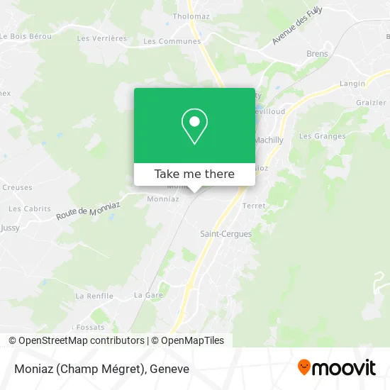 Moniaz (Champ Mégret) map