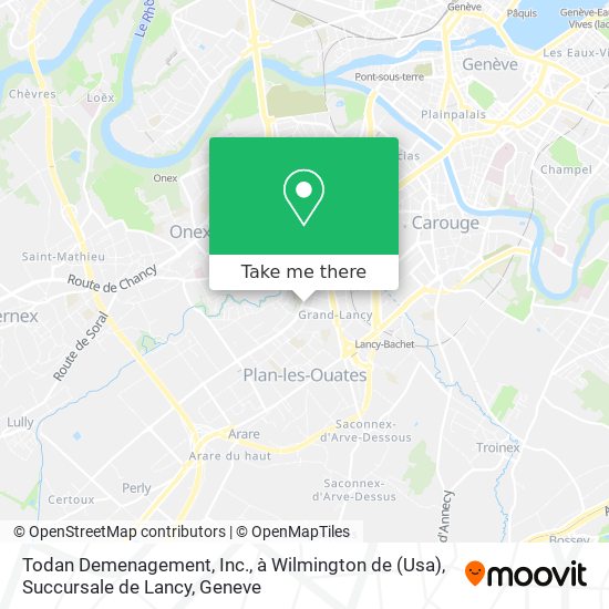 Todan Demenagement, Inc., à Wilmington de (Usa), Succursale de Lancy map