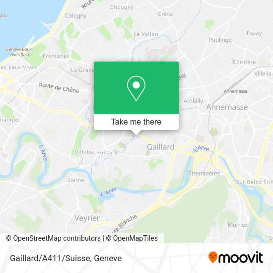 Gaillard/A411/Suisse map