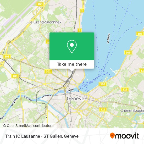 Train IC Lausanne - ST Gallen Karte