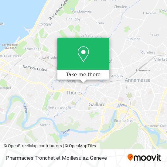 Pharmacies Tronchet et Moillesulaz map