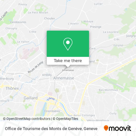 Office de Tourisme des Monts de Genève map