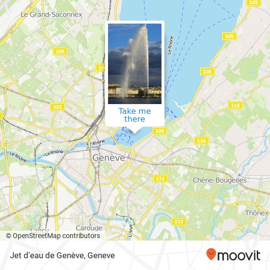 Jet d'eau de Genève map