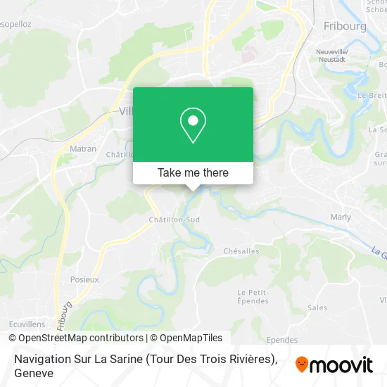 Navigation Sur La Sarine (Tour Des Trois Rivières) map