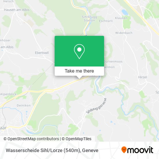 Wasserscheide Sihl / Lorze (540m) plan