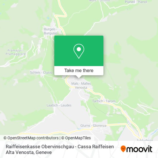 Raiffeisenkasse Obervinschgau - Cassa Raiffeisen Alta Venosta map