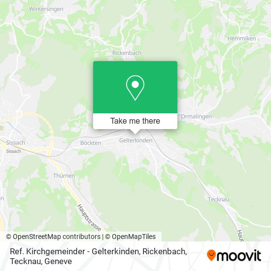 Ref. Kirchgemeinder - Gelterkinden, Rickenbach, Tecknau map