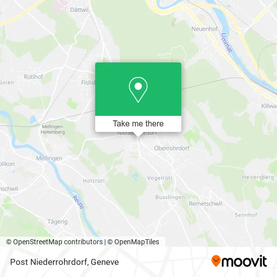 Post Niederrohrdorf map