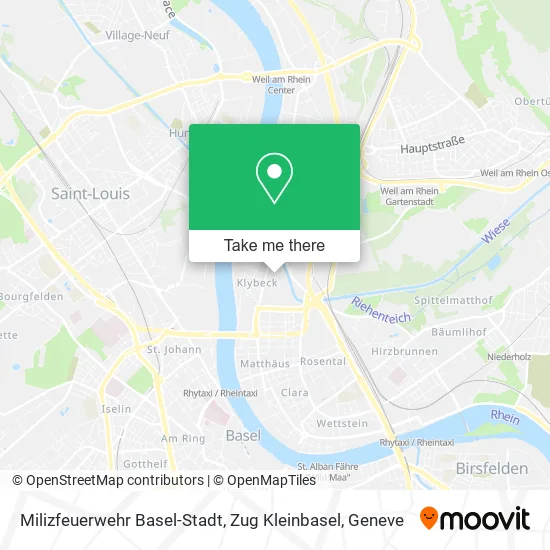 Milizfeuerwehr Basel-Stadt, Zug Kleinbasel map