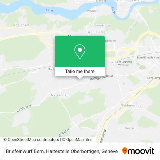 Briefeinwurf Bern, Haltestelle Oberbottigen map