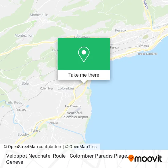 Vélospot Neuchâtel Roule - Colombier Paradis Plage map
