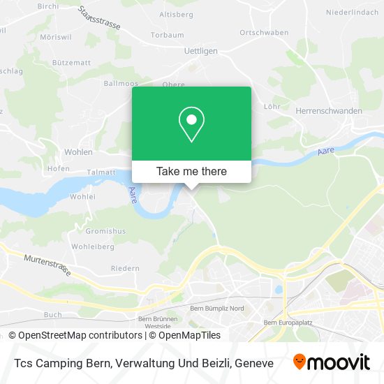 Tcs Camping Bern, Verwaltung Und Beizli map