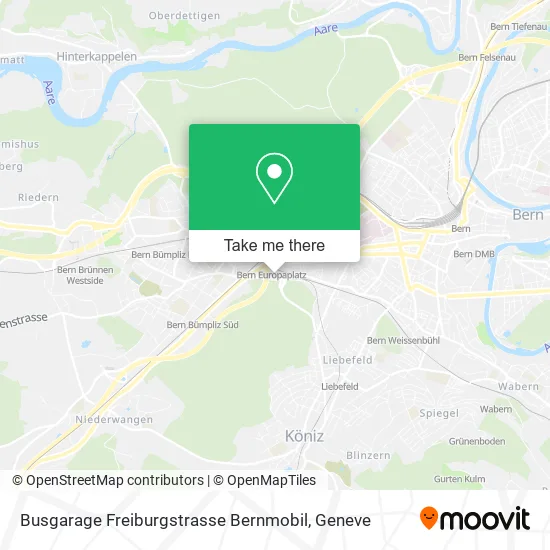 Busgarage Freiburgstrasse Bernmobil map