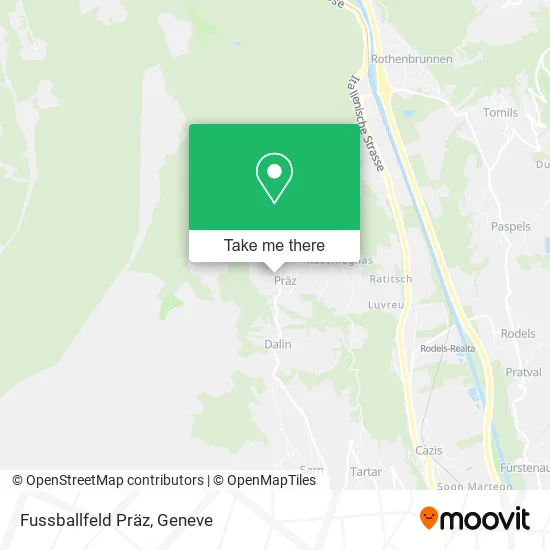 Fussballfeld Präz map