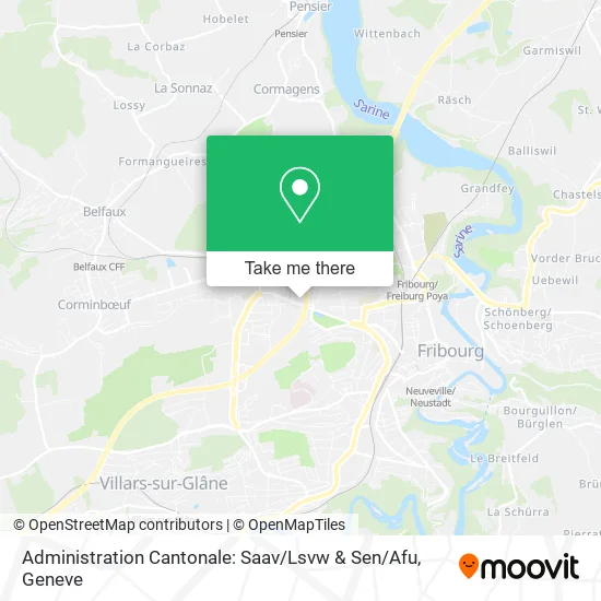 Administration Cantonale: Saav / Lsvw & Sen / Afu map