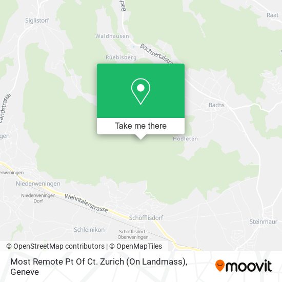 Most Remote Pt Of Ct. Zurich (On Landmass) map
