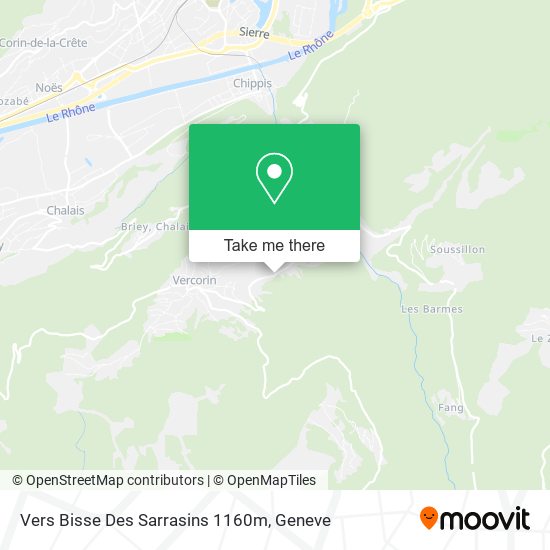 Vers Bisse Des Sarrasins 1160m map